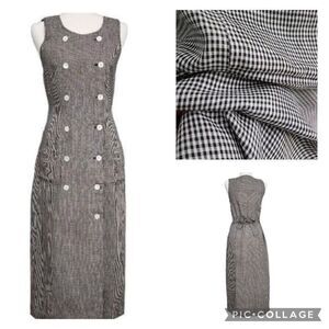 Vintage Sara Campbell Checkered Black & White Button Down Dress Size 4